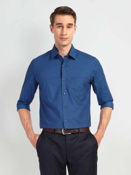 Arrow - Blue Self Design Cotton Slim Fit Shirt