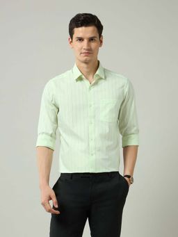 Arrow - Green Stripes Cotton Slim Fit Shirt