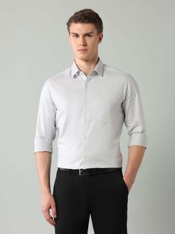Arrow - Grey Self Design Cotton Slim Fit Shirt