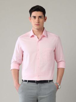 Arrow - Pink Self Design Cotton Slim Fit Shirt