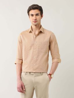 Arrow - Orange Self Design Cotton Slim Fit Shirt