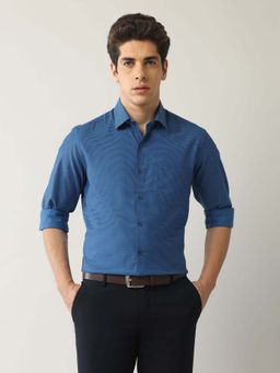 Arrow - Blue Self Design Cotton Slim Fit Shirt