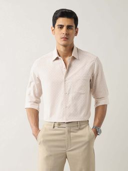 Arrow - Orange Self Design Cotton Slim Fit Shirt