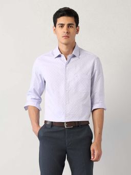 Arrow - Purple Self Design Cotton Slim Fit Shirt