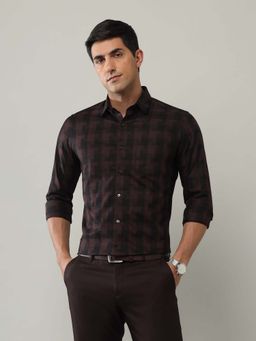 Arrow - Brown Checks Cotton Slim Fit Shirt