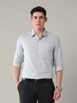 Arrow - Grey Self Design Cotton Slim Fit Shirt