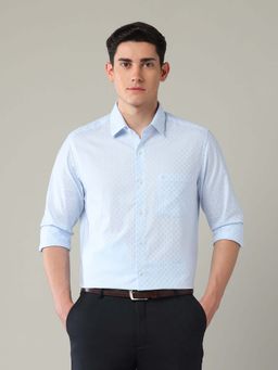 Arrow - Blue Self Design Cotton Slim Fit Shirt