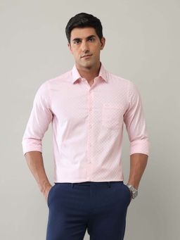 Arrow - Pink Self Design Cotton Slim Fit Shirt