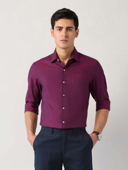 Arrow - Red Self Design Cotton Slim Fit Shirt
