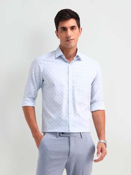 Arrow - Blue Self Design Cotton Slim Fit Shirt