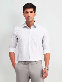 Arrow - Grey Printed Cotton Slim Fit Shirt