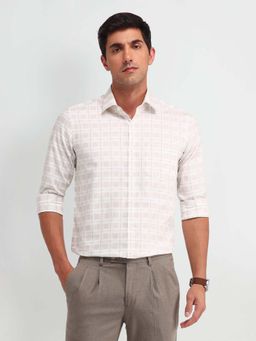 Arrow - Beige Checks Cotton Slim Fit Shirt