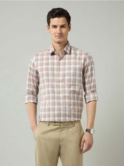 Arrow - Brown Checks Cotton Slim Fit Shirt