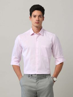 Arrow - Pink Self Design Cotton Slim Fit Shirt