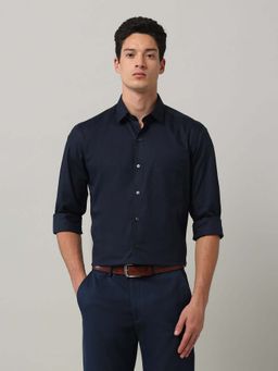 Arrow - Blue Self Design Cotton Slim Fit Shirt