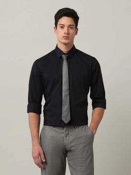 Arrow - Black Self Design Cotton Slim Fit Shirt