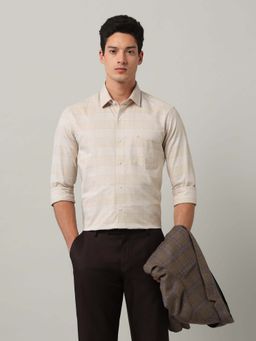 Arrow - Beige Checks Cotton Slim Fit Shirt