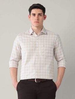 Arrow - Beige Checks Cotton Slim Fit Shirt