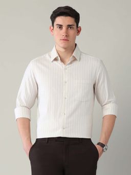 Arrow - Beige Stripes Cotton Slim Fit Shirt
