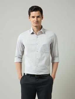 Arrow - Beige Checks Cotton Slim Fit Shirt