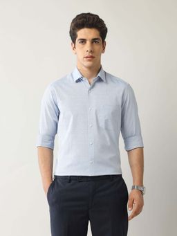 Arrow - Blue Self Design Cotton Slim Fit Shirt