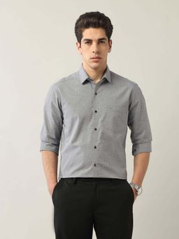 Arrow - Grey Printed Cotton Slim Fit Shirt