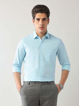 Arrow - Blue Self Design Cotton Slim Fit Shirt