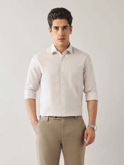 Arrow - Beige Self Design Cotton Slim Fit Shirt