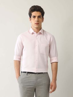 Arrow - Pink Self Design Cotton Slim Fit Shirt