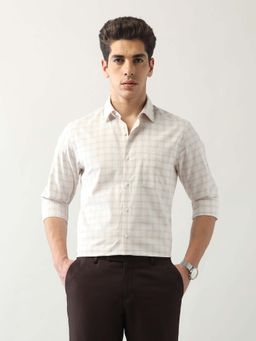 Arrow - Beige Checks Cotton Slim Fit Shirt