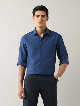 Arrow - Blue Self Design Cotton Slim Fit Shirt