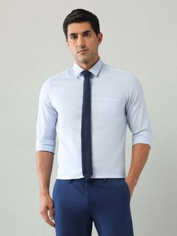 Arrow - Blue Self Design Cotton Slim Fit Shirt