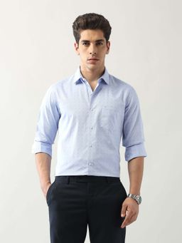 Arrow - Blue Self Design Cotton Slim Fit Shirt