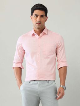 Arrow - Orange Self Design Cotton Slim Fit Shirt