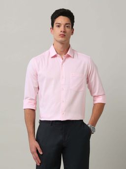 Arrow - Pink Self Design Cotton Slim Fit Shirt