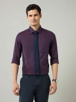 Arrow - Red Self Design Cotton Slim Fit Shirt
