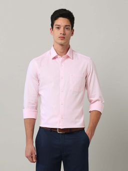 Arrow - Pink Self Design Cotton Slim Fit Shirt