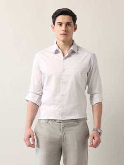Arrow - Grey Printed Cotton Slim Fit Shirt