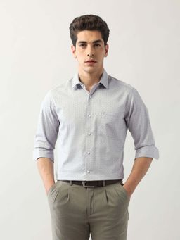 Arrow - Grey Printed Cotton Slim Fit Shirt