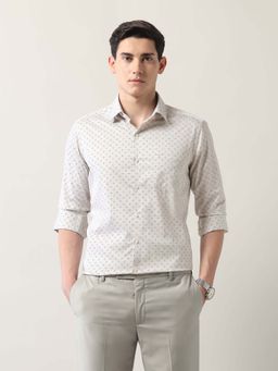 Arrow - Beige Printed Cotton Slim Fit Shirt