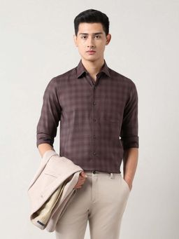 Arrow - Brown Printed Cotton Slim Fit Shirt