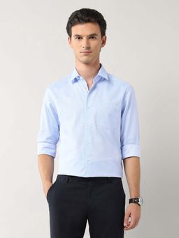 Arrow - Blue Self Design Cotton Slim Fit Shirt