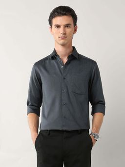 Arrow - Grey Self Design Cotton Slim Fit Shirt