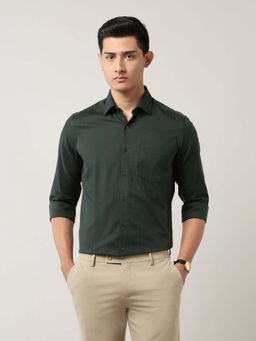 Arrow - Green Self Design Cotton Slim Fit Shirt