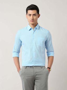 Arrow - Blue Self Design Cotton Slim Fit Shirt