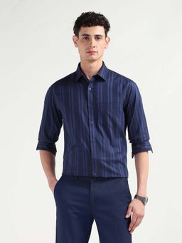 Arrow - Purple Self Design Cotton Slim Fit Shirt