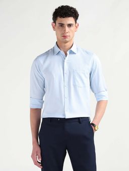 Arrow - Blue Self Design Cotton Slim Fit Shirt