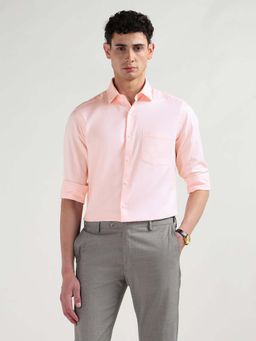 Arrow - Pink Self Design Cotton Slim Fit Shirt