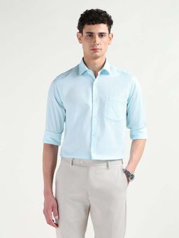 Arrow - Blue Self Design Cotton Slim Fit Shirt