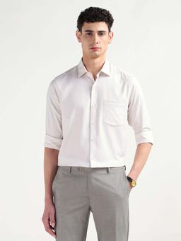 Arrow - White Self Design Cotton Slim Fit Shirt